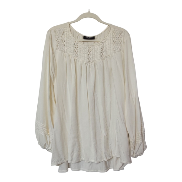 Lane Bryant Cream Lace Accent Blouse - Picture 1 of 9